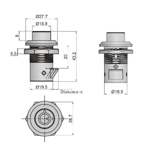 Mini press open zinc alloy camlock cylinder for chassis cabinet and control side door
