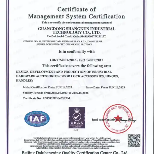Certificate of Management System Certification