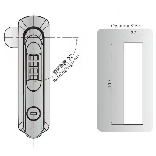Panel Handle Lock with mechanical combination lock in zinc alloy