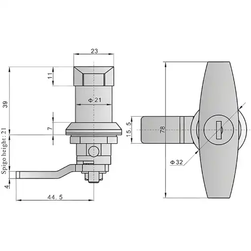 single point panel lock with T shape handle