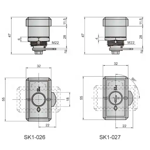 Cabinet panel lock with or without keys