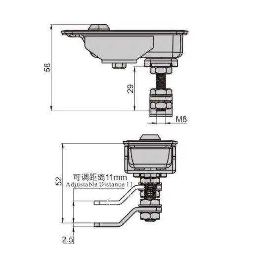 stainless steel compression panel lock