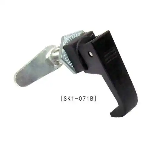 Compressin handle lock with adjustable pawl to fit different door thickness