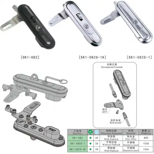 multi or single point lock with adjustable height