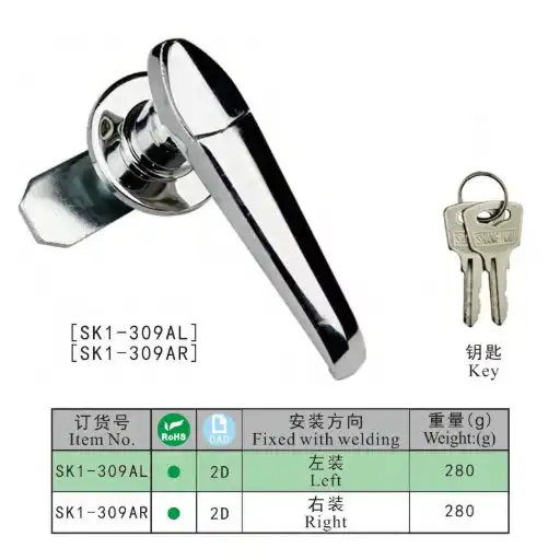 Zinc alloy handle lock with dust proof cover