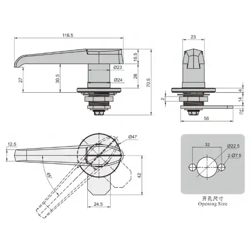 Zinc alloy handle lock with dust proof cover