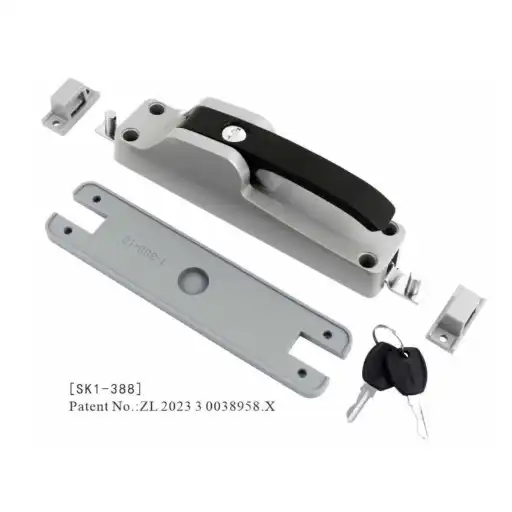 Multi-point linkage lock handle with compression function