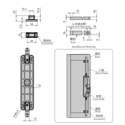 Multi-point linkage lock handle with compression function