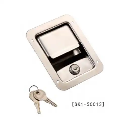 Flat handle designed paddle latch with lock cylinder