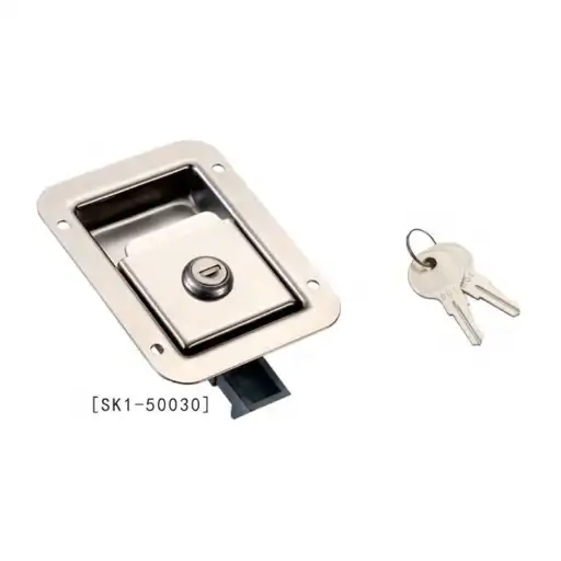 Flat handle designed paddle latch with lock cylinder