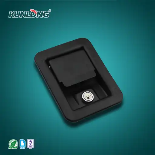 Flat handle designed paddle latch with lock cylinder and base adjustable