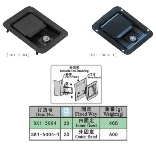 Flat handle designed paddle latch with lock cylinder and base adjustable