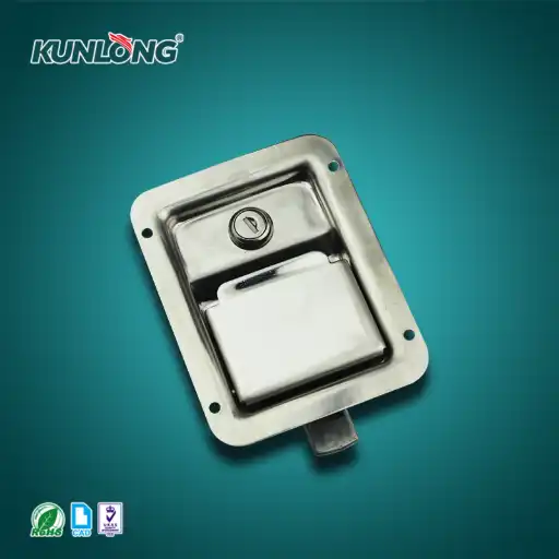 Flat handle designed stainless steel paddle latch with lock cylinder