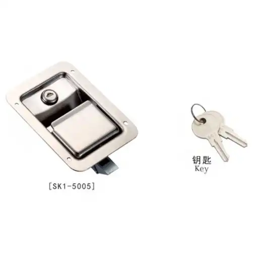 Flat handle designed stainless steel paddle latch with lock cylinder