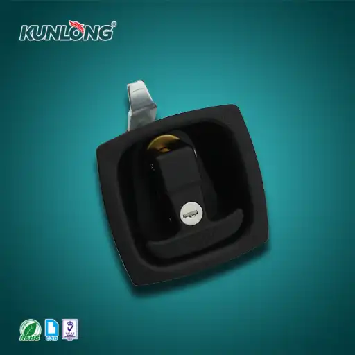 Flat handle designed paddle latch with lock cylinder