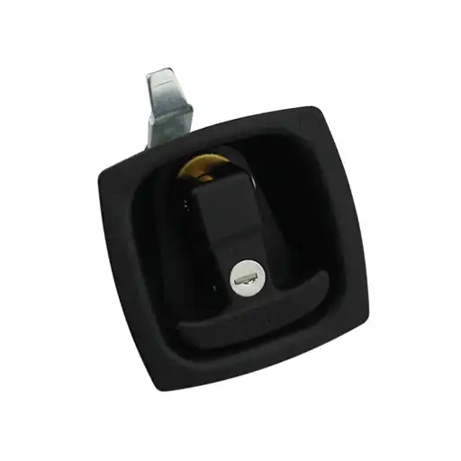 Flat handle designed paddle latch with lock cylinder