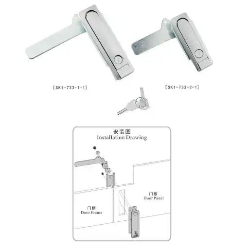 90 degree rotating handle panel lock with keys
