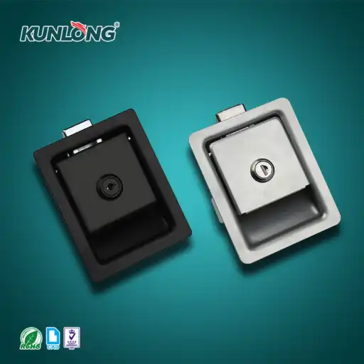 Steel paddle latch with cylinder lock and anti-vibration and anti-shock performace