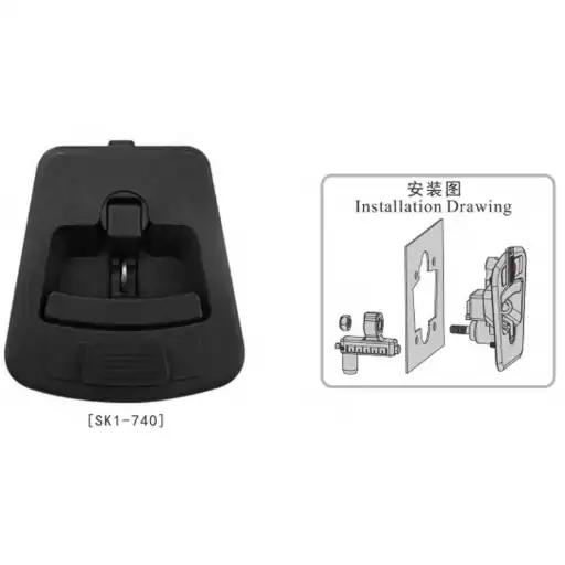 Waterproof and dustproof adjustable paddle lock with black pleastic body