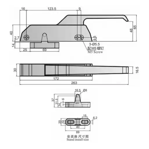 Twice opening patent design handle latch