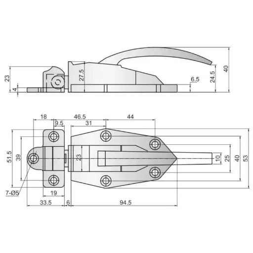 zinc alloy handle latch with impact type closing structure