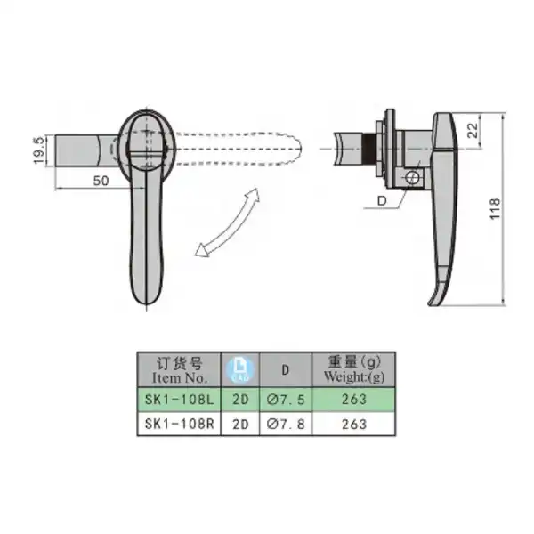 lever handle lock can be used to single, two and three points latch