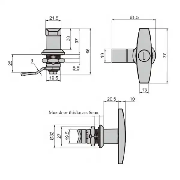SUS316 Stainless handle lock with or without cylinder
