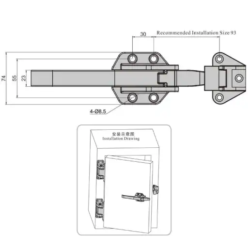SS handle latch with two height bases options