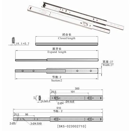Drawer Slides 27 width dimension figure