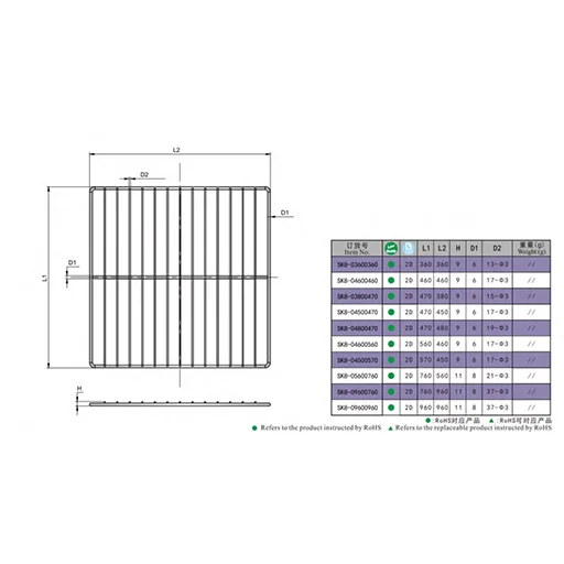 Grid Rack SK8-03600360 dimension figure